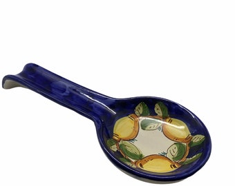 Italian Ceramic Spoon Rest decorated Lemon Made in Italy