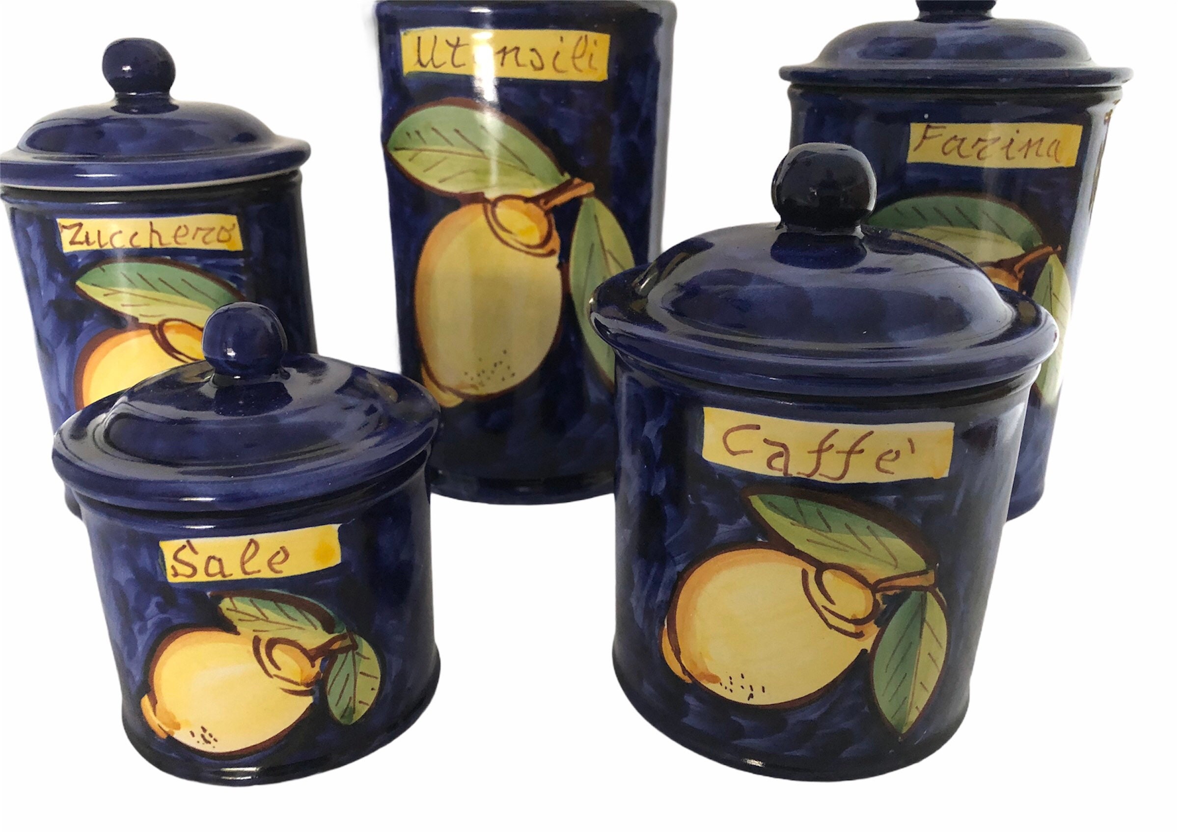 Italian Ceramic Kitchen Canister Set Home Decor Kitchen Etsy