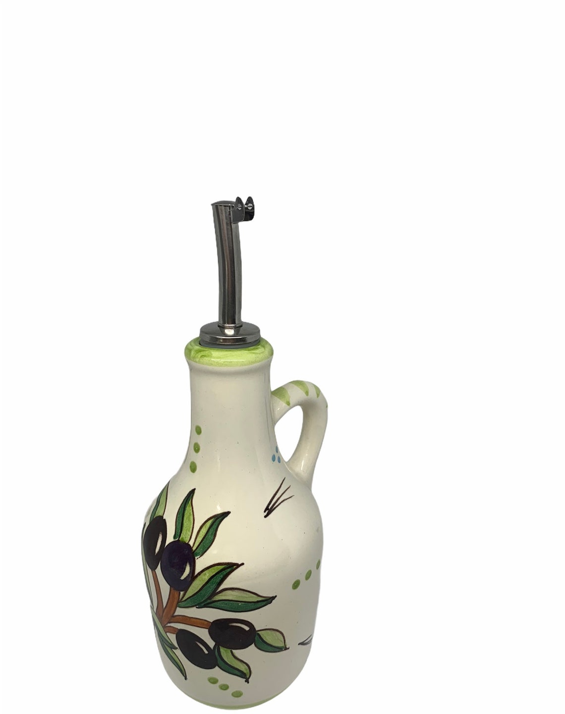 Italian Ceramic Oil decanter/ Olives Olive oil Pottery Etsy