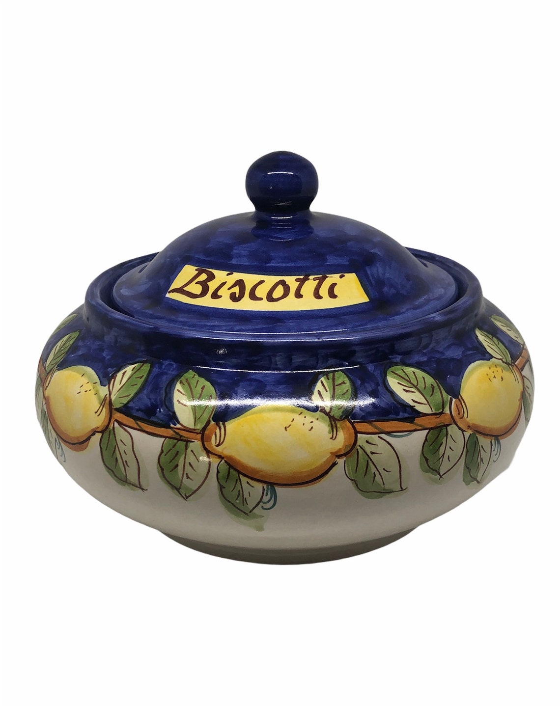 Italian Ceramic cookie jar decorated Lemon Made in Italy Etsy