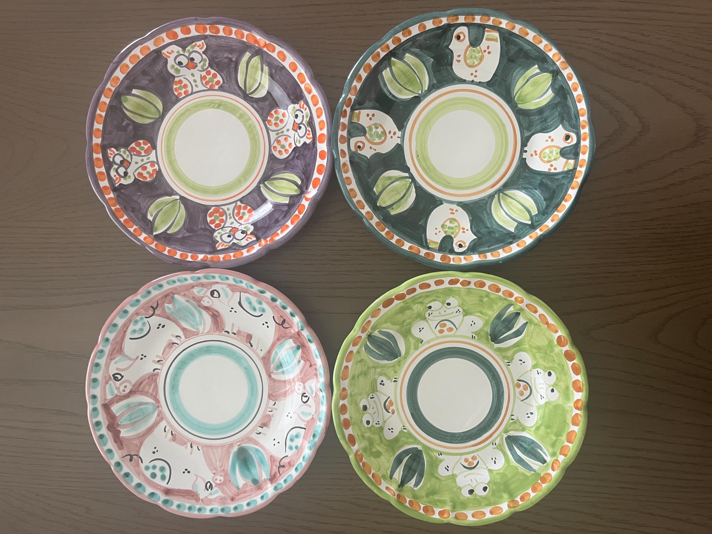 ヴィンテージ VIETRI ヴィエトリ 陶器 手描き 皿 プレート 4枚セット ヴィンテージ VIETRI ヴィエトリ 陶器 手描き 皿 プレート 4枚