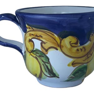 Coffee Mug | Hand Painted Lemon Design | Ceramic Coffee Cup | Large Coffee Mug| Made in Italy | Amalfi Coast Pottery