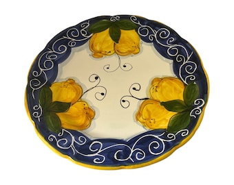 Handmade Ceramic Dinner Plate: Italian Lemon Dishes, 10 inch