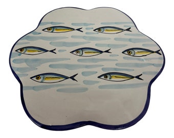 Hand Painted Ceramic Fish Trivet: Italian Pottery, Vietri Decor
