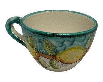 Taza de café capuchino de cerámica italiana de 237 ml (8 oz) decorada con un limón. Hecha en Italia.