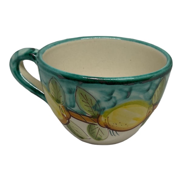 Italian Ceramic Cappuccino Coffee cup decorated Lemon Made in Italy Pottery