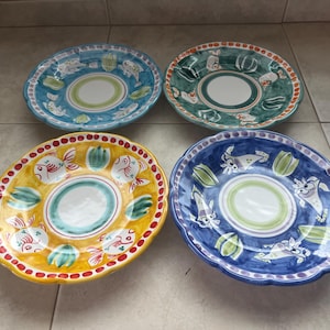 Handmade Italian Ceramic Salad Plates: Vietri Pottery, Set of 4