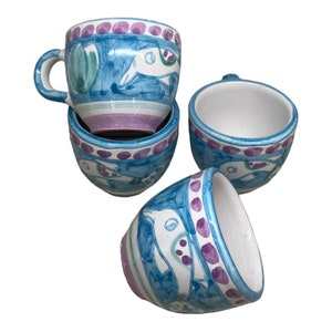 Espresso Cup Set | Vietri Style Ceramic Cups | 2 oz Italian Coffee Cups| Coffee lover gift set | Made in Italy Pottery