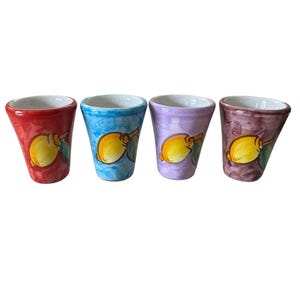 Hand-Painted Limoncello Shot Glass Set: Italian Ceramic Liqueur Cups
