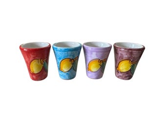 Hand-Painted Limoncello Shot Glass Set: Italian Ceramic Liqueur Cups