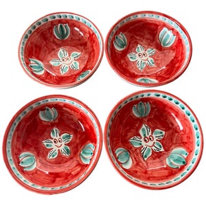 Handmade Italian Ceramic Bowls Set: Vietri Style, Floral Design