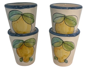 Limoncello Glass Set | Lemon Ceramic Liqueur Cups| Limoncello lover gift set | Hand Painted Lemon Shot Glasses | Made in Italy Pottery