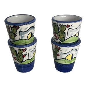 Hand Painted Limoncello Shot Glasses: Vietri Ceramic Set of 4