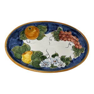 Ceramic Oval Platter | Vietri Style Pottery |Appetizer Plate | Oval Tray | Wall Decor with Lemons | Pottery Made in Italy | Italian Gifts