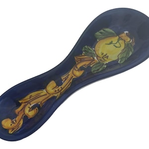 Ceramic Spoon Rest | Spoon Rest with Lemon Design | Pottery Made in Italy