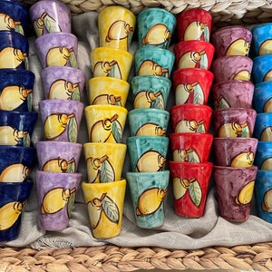 Hand Painted Limoncello Cups: Italian Ceramic Party Favors