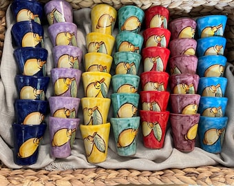 Hand Painted Limoncello Cups: Italian Ceramic Party Favors