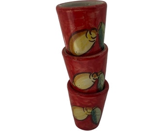 Hand Painted Limoncello Shot Glasses: Italian Ceramic Set of 3