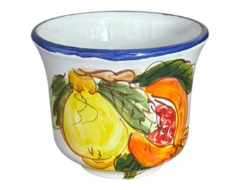 Caneca de cerâmica italiana pintada à mão, 236 ml (8 oz), com estampa de limão e romã. Fabricada na Itália.