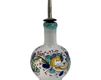 Botella de aceite de cerámica pintada a mano: decoración de cocina italiana
