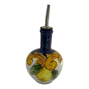 Hand-Painted Ceramic Olive Oil Bottle: Italian Pottery Decanter (16.9 oz)