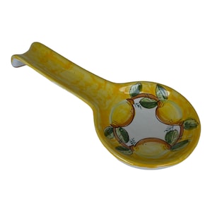 Italian Ceramic Spoon Rest decorated Lemon Made in Italy