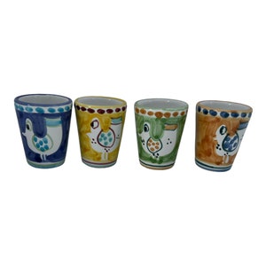Hand Painted Limoncello Shot Glass Set: Vietri Style Italian Pottery