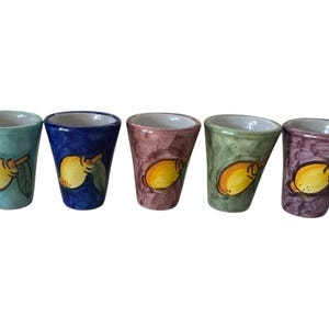 Hand-Painted Limoncello Shot Glass Set: Italian Ceramic Liqueur Cups