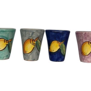 Hand-Painted Lemon Shot Glasses: Italian Ceramic Limoncello Set