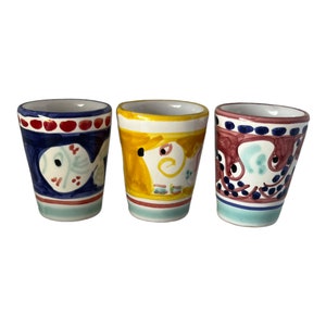 Hand-Painted Limoncello Shot Glasses: Vietri Style Ceramic Set