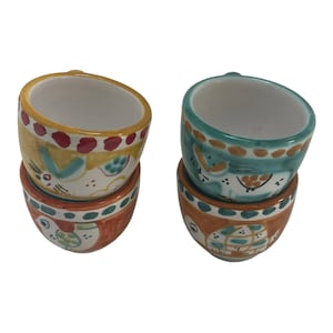 Espresso Cup Set of 4 | Vietri Style Ceramic Cups | 2 oz Italian Coffee Cups| Coffee lover gift set | Made in Italy Pottery