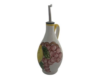 Botella de aceite de oliva de cerámica pintada a mano: Decantador de cerámica italiana