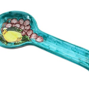 Ceramic Spoon Rest | Lemon Tableware | Spoon Rest with Lemon Motif | Made in Italy | Wall Mountable Spoon Rest | Wall Decor