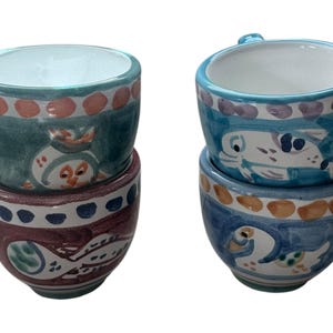 Espresso Cup Set of 4 | Vietri Style Ceramic Cups | 2 oz Italian Coffee Cups| Coffee lover gift set | Made in Italy Pottery