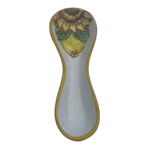 Hand-Painted Ceramic Spoon Rest: Italian Pottery with Lemons