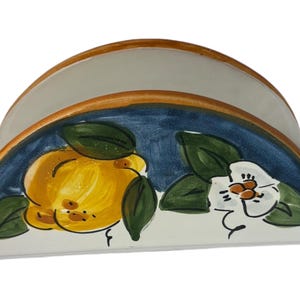 Italienischer Keramik Serviettenhalter mit Zitronen- und Orangenmotiv