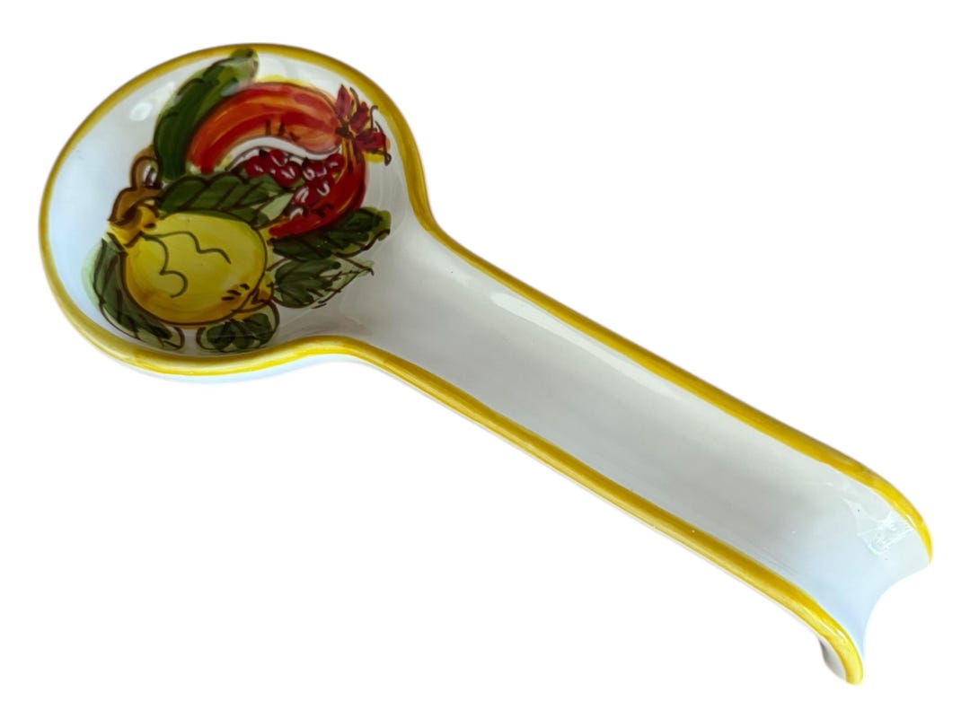 Italian Lemon & Pomegranate Spoon Rest | Hand Painted Ceramic, Made in ...