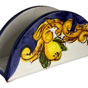 Keramik-Serviettenhalter | Cocktail Serviettenhalter mit Zitronen | Keramik Made in Italy | Italienisches Küchengeschirr | Zitrone Geschirr