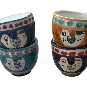 Espresso Cup Set of 4 | Vietri Style Ceramic Cups | 2 oz Italian Coffee Cups| Coffee lover gift set | Made in Italy Pottery