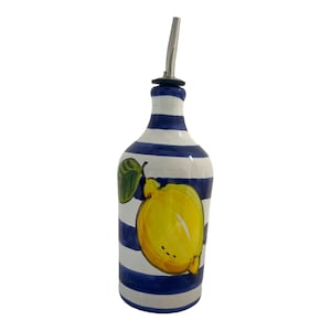 Hand-Painted Ceramic Olive Oil Bottle: Italian Lemon Cruet (16.9 oz)