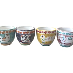 Espresso Cup Set of 4 | Vietri Style Ceramic Cups | 2 oz Italian Coffee Cups| Coffee lover gift set | Made in Italy Pottery
