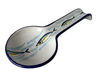 Ceramic Spoon Rest | Pottery with Anchovies | Italian Ceramics | Kitchenware Made in Italy