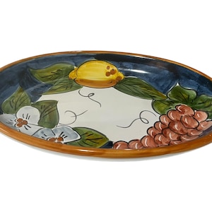 Ceramic Oval Platter | Vietri Style Pottery |Appetizer Plate | Oval Tray | Wall Decor with Fruit | Pottery Made in Italy | Italian Gifts