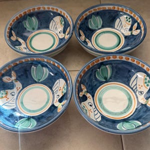 Handmade Ceramic Bowls Set of 4: Italian Vietri Style, Animal Plates