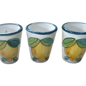 Hand-Painted Ceramic Limoncello Shot Glass Set: Italian Pottery