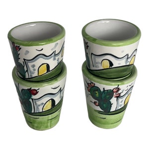 Hand-Painted Ceramic Limoncello Shot Glasses - Vietri Italian Pottery Set