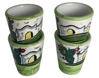 Hand-Painted Ceramic Limoncello Shot Glasses - Vietri Italian Pottery Set