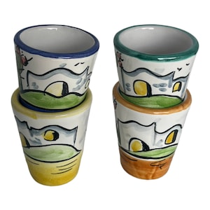 Hand Painted Limoncello Shot Glasses: Vietri Ceramic Set of 4
