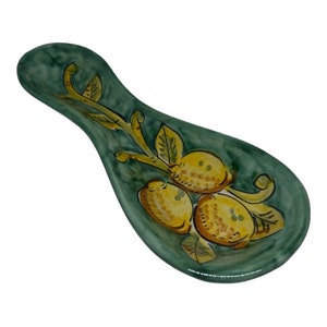 Italian Ceramic Spoon Rest decorated Lemon Made in Italy