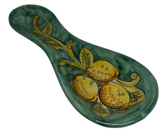 Italian Ceramic Spoon Rest decorated Lemon Made in Italy